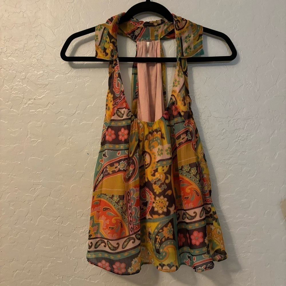 Free People Strawberry Tank Retro Combo Bohemian Halter Flowy Lightweight XS - Picture 5 of 9